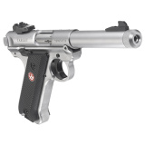 Mark IV Target .22 Long Rifle 5.5 Inch Bull Threaded Barrel Satin Stainless Steel Finish Adjustable Rear Sight Checkered Grip 10 Round
