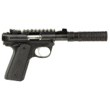 Mark IV 22/45 Pygmy Shark, Semi-automatic, 22LR, 3.1" Threaded Barrel, 1/2x28 Thread Pitch, Black, Checkered Grips, 10 Rounds, 2 Magazines, Includes JK 105 VERSAX 22 Suppressor 40190