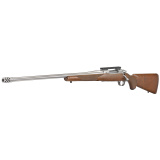 Hawkeye Hunter, Bolt Action Rifle, 300 Winchester Magnum, 24" Free Floated Cold Hammer Forged Barrel, 5/8X24 Threads, Satin Stainless Finish, Walnut Stock, Left Hand, LC6 Trigger, 3Rd 57121
