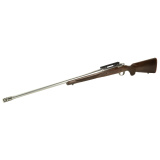 Hawkeye Hunter, Bolt Action Rifle, 7MM PRC, 24" Free Floated Cold Hammer Forged Barrel, 5/8X24 Threads, Radial Port Muzzle Break, Satin Stainless Finish, Walnut Stock, LC6 Trigger, Picatinny Rail, 3 Rounds 57144