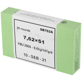 Rifle, 762NATO, 147 Grain, Full Metal Jacket, 20 Round Box SB762A