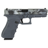 22 Gen3, Striker Fired, Semi-automatic, Polymer Frame Pistol, Full Size, 40 S&W, 4.49" Barrel, Grey Multicam Slide With Siper Grey Frame, Fixed Sights, 15 Rounds, 2 Magazines, Glock OEM Rail, Right Hand, Laser Engraved Frame, Optic Cut 300-110-0100-04