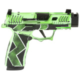 P365X Komodo Anime, Striker Fired, Semi-automatic, 9MM, 3.1" Zaffiri Threadless Comp Barrel, Optic Ready, Komodo Aluminum Grip Module, Cerakote Finish , Dayglow Green, 17 Rounds, 2 Magazines 300-252-0408-14