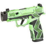 P365X Komodo Anime, Striker Fired, Semi-automatic, 9MM, 3.1" Zaffiri Threadless Comp Barrel, Optic Ready, Komodo Aluminum Grip Module, Cerakote Finish , Dayglow Green, 17 Rounds, 2 Magazines 300-252-0408-14