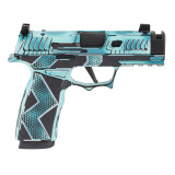 XMacro Komodo Anime, Striker Fired, Semi-automatic, 9MM, 3.1" Barrel with Compensated Slide, Optic Ready, Komodo Aluminum Grip Module, Cerakote Finish, Dayglow Blue, 17 Rounds, 2 Magazines 300-258-0421-64