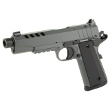 1911 Night Stalker SF, Single Action Only, Semi-automatic, Metal Frame Pistol, 45 ACP, 5.55" Threaded Barrel, Threaded .578x24 TPI, Cerakote Finish, Gray, Light Rail, Black Rear/ Tritium Orange Dot Front, 8 Rounds, 2 Magazines, Optic Ready 10100556