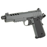 1911 Night Stalker SF, Single Action Only, Semi-automatic, Metal Frame Pistol, 9MM, 5.55" Threaded Barrel, Threaded 1/2x28, Cerakote Finish, Gray, Light Rail, Black Rear/ Tritium Orange Dot Front, 10 Rounds, 2 Magazines, Optic Ready 10100557