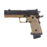 P211 GTO, Semi-automatic, Single Action Only, Metal Frame Pistol, Full Size, 9MM, 4.4" Barrel, MACH3D Compensator, Matte Finish, Black and Coyote, SIG-LOC PRO Footprint Optics Ready Slide, XRAY3 Day/Night Sights, G10 Coyote Grips, 3 Magazines, (2)-21 Rou