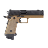 P211 GTO, Semi-automatic, Single Action Only, Metal Frame Pistol, Full Size, 9MM, 4.4" Barrel, MACH3D Compensator, Matte Finish, Black and Coyote, SIG-LOC PRO Footprint Optics Ready Slide, XRAY3 Day/Night Sights, G10 Coyote Grips, 3 Magazines, (2)-21 Rou