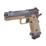 P211 GTO, Semi-automatic, Single Action Only, Metal Frame Pistol, Full Size, 9MM, 4.4" Barrel, MACH3D Compensator, Matte Finish, Black and Coyote, SIG-LOC PRO Footprint Optics Ready Slide, XRAY3 Day/Night Sights, G10 Coyote Grips, 3 Magazines, (2)-21 Rou