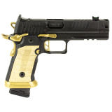 P211 Spectre Comp 9MM, 4.4" Bull Barrel, MACH3D Compensator, Sig-Loc Pro Footprint Optics Ready Slide, Brass LOK Grip Panels, High Polish Titanium Nitride Controls/Magwell, (1) 23rd and (2) 21rd P320-Compatible Steel Magazines