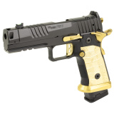 P211 Spectre Comp 9MM, 4.4" Bull Barrel, MACH3D Compensator, Sig-Loc Pro Footprint Optics Ready Slide, Brass LOK Grip Panels, High Polish Titanium Nitride Controls/Magwell, (1) 23rd and (2) 21rd P320-Compatible Steel Magazines