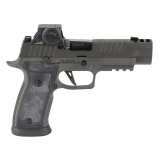 P320 AXG Legion, Semi-automatic, Striker Fired, Metal Frame Pistol, Full Size, 9MM, 3.9" Barrel, Integrated Expansion Chamber, Cerakote Finish, Legion Gray, Optics Ready, XRAY3 Day/Night Sights, AXG Grip Module, Hogue Custom G10 Grips, Flared Magwell, 10