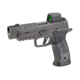 P320 AXG Legion, Semi-automatic, Striker Fired, Metal Frame Pistol, Full Size, 9MM, 3.9" Barrel, Integrated Expansion Chamber, Cerakote Finish, Legion Gray, Optics Ready, XRAY3 Day/Night Sights, AXG Grip Module, Hogue Custom G10 Grips, Flared Magwell, 10