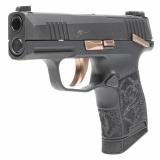 P365 Rose |380 ACP, 3.1" Barrel, Nitron Finish, Black with Rose Gold Controls and Engraving, SIGLITE Day/Night Sights, 10 Rounds, 2 Magazines, Optics Ready, Includes Rose Laser Engraved Grip
