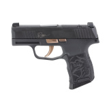 P365 ROSE, Striker Fired, Semi-automatic, Poylmer Frame Pistol, Micro-Compact, 380 ACP, 3.1" Barrel, Nitron Finish, Black, Rose Gold Controls, Laser Engraved Grip Module, XRAY 3 Day/Night Sights, SIG-LOC Optic Ready Slide, 10 Rounds, 2 Magazines, Include