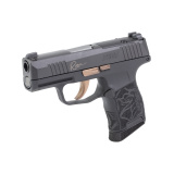 P365 ROSE, Striker Fired, Semi-automatic, Poylmer Frame Pistol, Micro-Compact, 380 ACP, 3.1" Barrel, Nitron Finish, Black, Rose Gold Controls, Laser Engraved Grip Module, XRAY 3 Day/Night Sights, SIG-LOC Optic Ready Slide, 10 Rounds, 2 Magazines, Include