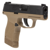 P365, TALO, Tacpac, Striker Fired, Semi-automatic  Polymer Frame Sub-Compact, 9MM, 3.1" Barrel, Black Slide, Coyote Frame, Optic Ready, XRAY3 Night Sights, Ambi IWB/OWB Holster, 3 Magazines, (2) 12-Round and (1) 15-Round 365-9-RTXR3P-C-TACPAC