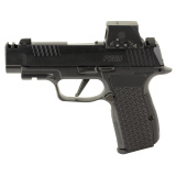 P365 AXG LUXE, Semi-automatic, Striker Fired, Metal Frame Pistol, Sub-Compact, 380 ACP, 3.1" Barrel,2 Port Slide Integrated Expansion Chamber, Cerakote Finish, Pearlescent Black, SIG LOC Footprint, XRAY3 Day/Night Sights, LOK Grip Panels, 12 Rounds, 3 Ma