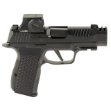 P365 AXG LUXE, Semi-automatic, Striker Fired, Metal Frame Pistol, Sub-Compact, 380 ACP, 3.1" Barrel,2 Port Slide Integrated Expansion Chamber, Cerakote Finish, Pearlescent Black, SIG LOC Footprint, XRAY3 Day/Night Sights, LOK Grip Panels, 12 Rounds, 3 Ma