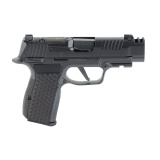 P365 AXG LUXE, Semi-automatic, Striker Fired, Metal Frame Pistol, Sub-Compact, 380 ACP, 3.1" Barrel, 2 Port Slide Integrated Expansion Chamber, Cerakote Finish, Pearlescent Black, Optics Ready, XRAY3 Day/Night Sights, XL AXG Grip Module, Manual Safety, 1