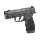 P365-XMACRO COMP, Semi-automatic, Striker Fired, Metal Frame Pistol, Compact, 3.1" Barrel, Integrally Compensated, Nitron Finish, Black, Optics Ready,XRAY3 Day/Night Sights, Polymer Grips, Manual Safety, 10 Rounds, 2 Magazines 365XCA-9-COMP-MS-10