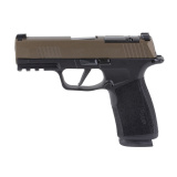 P365 Macro, Semi-automatic, Striker Fired, Polymer Frame Pistol, Compact, 9MM, 3.7" Barrel, Matte Finish, Black and Bronze, X-RAY3 Day/Night Sights, Optic Ready, Non-Manual Safety, 17 Rounds, "Freedom" Engraving on Slide, 2 Magazines 365XCA-9-FBZXR3