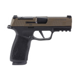 P365 Macro, Semi-automatic, Striker Fired, Polymer Frame Pistol, Compact, 9MM, 3.7" Barrel, Matte Finish, Black and Bronze, X-RAY3 Day/Night Sights, Optic Ready, Non-Manual Safety, 17 Rounds, "Freedom" Engraving on Slide, 2 Magazines 365XCA-9-FBZXR3
