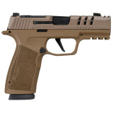 P365, XMacro, Striker Fired, Semi-automatic, Polymer Framed Pistol, Sub-Compact, 9MM, 3.1" Barrel, Sand Cerakote Finish, XRAY3 Day/Night Sights, Optic Ready, 17 Rounds, 2 Magazines, Compensated, Cut Slide 365XCA-9-COMP