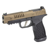 P365 Fuse, Semi-automatic, Polymer Frame Pistol, Compact, 9MM, 4.3" Barrel, Cerakote Finish, Black, Custom Bronze Topo Slide by Skydas, Sig Sauer LXG Grip, Fiber Optic Front and Low Profile Combat Rear Sights, 3 Magazines, (2)-21 Round Magazines and (1)-