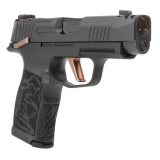 P365XL ROSE, Striker Fired, Polymer Frame Pistol, Micro-Compact, 9MM, 3.1" Integrally Compensated Barrel, Nitron Finish, Black, Rose Gold Controls, Laser Engraved Grip Module, XRAY 3 Day/Night Sights, SIG-LOC Optic Ready Slide, 12 Rounds, 2 Magazines, In