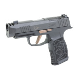 P365XL ROSE, Striker Fired, Polymer Frame Pistol, Micro-Compact, 9MM, 3.1" Integrally Compensated Barrel, Nitron Finish, Black, Rose Gold Controls, Laser Engraved Grip Module, XRAY 3 Day/Night Sights, SIG-LOC Optic Ready Slide, 12 Rounds, 2 Magazines, In