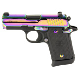 P938 Rainbow 9MM, 3" Barrel, Night Sights, PVD Finish, Rainbow Slide, Black Frame, 1 Magazine, 7 Rounds 938-9-RBT2-AMBI Semi-automatic, Single Action Only, Sub-Compact