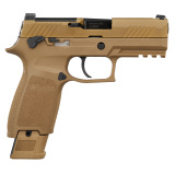 M18, Semi-automatic, Striker Fired, Polymer Frame Pistol, Carry Size, 9MM, 3.9" Barrel, PVD Finish, Coyote, Optics Ready, SIGLITE Night Sights, ManualSafety, 10 Rounds, 3 Magazines, Massachusetts Compliant M18-9-CSS-MS-MA