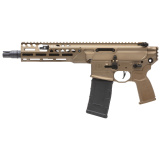 MCX SPEAR-LT, Semi-automatic Pistol, 300 Blackout, 9" Barrel, 9" Barrel, Anodized Finish, Coyote, Flat Blade Match Trigger, 8" Lightweight Ergonomic M-LOK Handguard, Ambidextrous Controls, 30 Rounds, 1 Magazine, No Brace