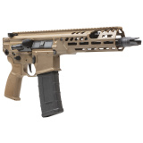 MCX SPEAR-LT, Semi-automatic Pistol, 300 Blackout, 9" Barrel, 9" Barrel, Anodized Finish, Coyote, Flat Blade Match Trigger, 8" Lightweight Ergonomic M-LOK Handguard, Ambidextrous Controls, 30 Rounds, 1 Magazine, No Brace