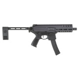 MPX, Semi-automatic Pistol, 9MM, 6" Threaded Barrel, 1/2x28 Thread Pitch, Anodized Finish, Black, Pistol Brace, 35 Rounds, 1 Magazine PMPX-6B-9-35