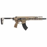 MCX SPEAR-LT, Semi-automatic Rifle, SBR, 7.62X39, 11" Barrel, Anodized Finish, Coyote, Side Folding Stock, Flat Blade Match Trigger, 10" Lightweight Ergonomic M-LOK Handguard, Ambidextrous Controls, 28 Rounds, 1 Magazine