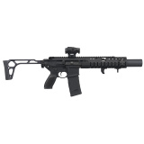 MCX LTAW, Semi-automatic, Short Barrel Rifle, 300 Blackout, 6.75" Barrel, Matte Finish, Black, Polymer Grip, Side Folding KM Stock, LTAW-Inspired Suppressor-Compliant Handguard with Integrated Heat Shield, SQX762 Suppressor, Arisaka LTAW Handstop, Light