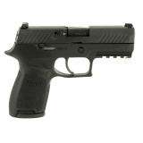 P320, Compact, Striker Fired, Semi-automatic, Polymer Frame Pistol, 9MM, 3.9" Barrel, Nitron Finish, Black, SIGLITE Night Sights, 15 Rounds, 2 Magazines W320C-9-BSS