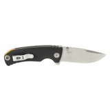 Tellus ATK, Folding Knife, 3.5" Clip Point Straight Edge, Glass Reinforced Nylon Handle, Cryo 440C Steel, Stonewash Finish, Black and Silver w/Orange Accent SOG-11-06-02-43