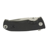 Tellus ATK, Folding Knife, 3.5" Clip Point Straight Edge, Glass Reinforced Nylon Handle, Cryo 440C Steel, Stonewash Finish, Black and Silver w/Orange Accent SOG-11-06-02-43