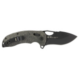 Kiku XR, Folding Knife, 3.03" Tanto Point Straight Edge, Linen Micarta Handle, Cryo CTS XHP Steel, Black and Graphite SOG-12-27-02-57