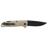Adventurer, Folding Knife, 3.5" Clip Point Blade, 7.50" Overall Length, 5Cr15MoV Steel, Titanium Nitride Finish Blade Steel, Straight Edge, Black, Flat Dark Earth Glass-Reinforced Nylon Handle, SAT Opener, Lock Back SOG-13-11-05-43