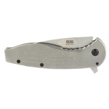 Aegis FLK, 3.4" Folding Knife, Clip Point Straight Edge, Stainless Steel Handle, 8Cr13MoV Steel, Satin Finish, Silver SOG-14-41-02-42
