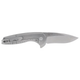 Aegis FLK 2.0, Folding Knife, 3.25" Drop Point Knife, 8" Overall Length, 8Cr13MoV Stainless Blade Steel, Straight Edge, Satin Finish, Silver, Silver 410 Stainless Steel Handle, Kick Opener, Frame Lock SOG-14-41-03-43