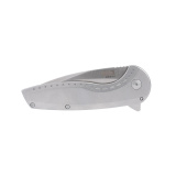 Aegis FLK 2.0, Folding Knife, 3.25" Drop Point Knife, 8" Overall Length, 8Cr13MoV Stainless Blade Steel, Straight Edge, Satin Finish, Silver, Silver 410 Stainless Steel Handle, Kick Opener, Frame Lock SOG-14-41-03-43