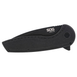 Aegis FLK 2.0, Folding Knife, 3.25" Drop Point Knife, 8" Overall Length, 8Cr13MoV Stainless Blade Steel, Straight Edge, Stonewash Finish, Black, Black 410 Stainless Steel Handle, Kick Opener, Frame Lock SOG-14-41-05-43