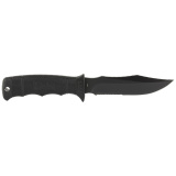 Seal Pup, Elite, Fixed Blade Knife, 4.85" Clip Point Partially Serrated Edge, Black Glass-Reinforced Nylon Handle, AUS-8 Steel, Hardcased Finish, Black, Includes Kydex Sheath SOG-E37T-K