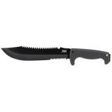 Fusion, Jungle Primitive, 9.5" Partially Serrated  Clip Point, Black Glass Reinforced Nylon Handle, 8Cr13MoV Steel, Hardcased Finish, Black, Includes Nylon Sheath SOG-F03TN-CP